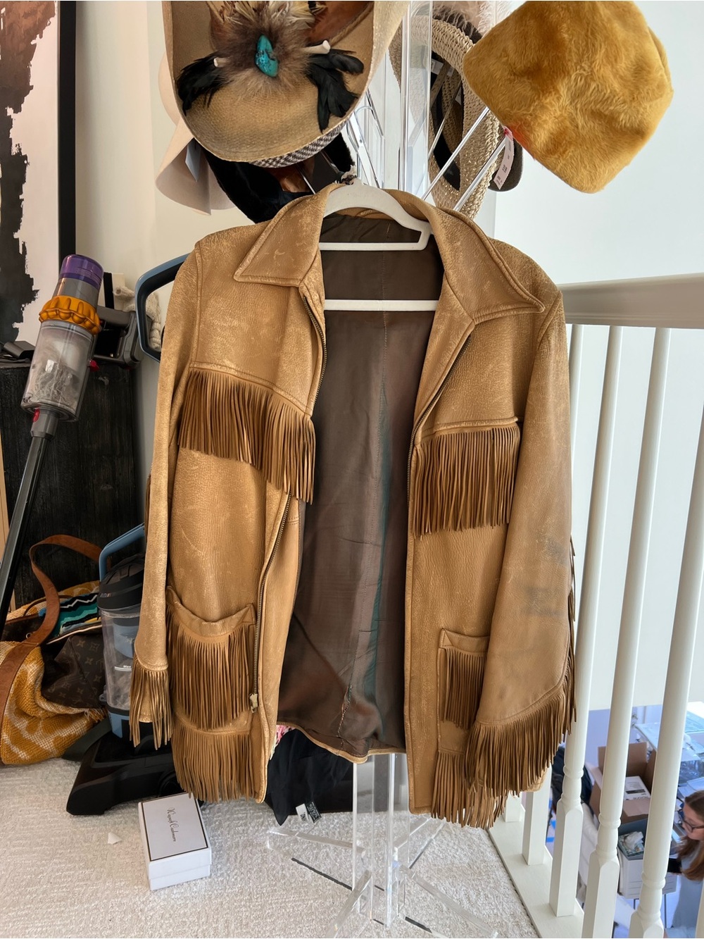 Fringed Brown Leather Jacket - Women's Western Style